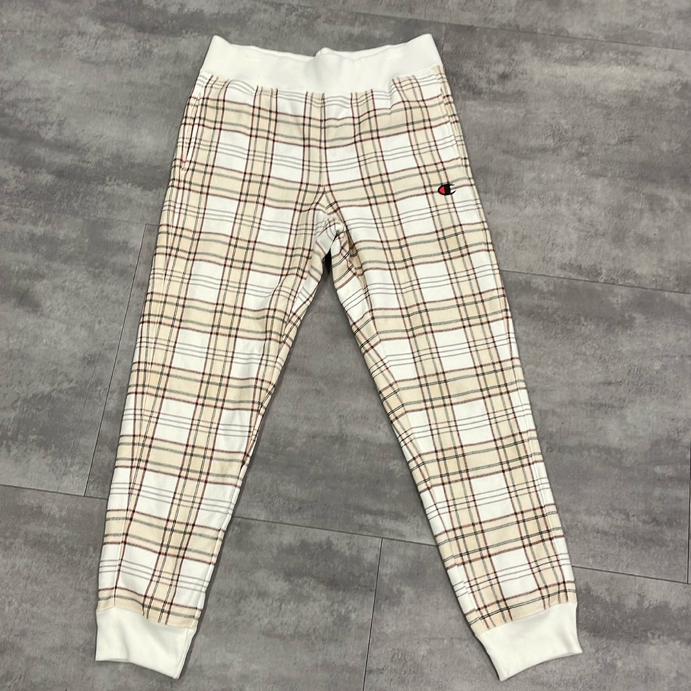 Champion reverse weave plaid joggers size large